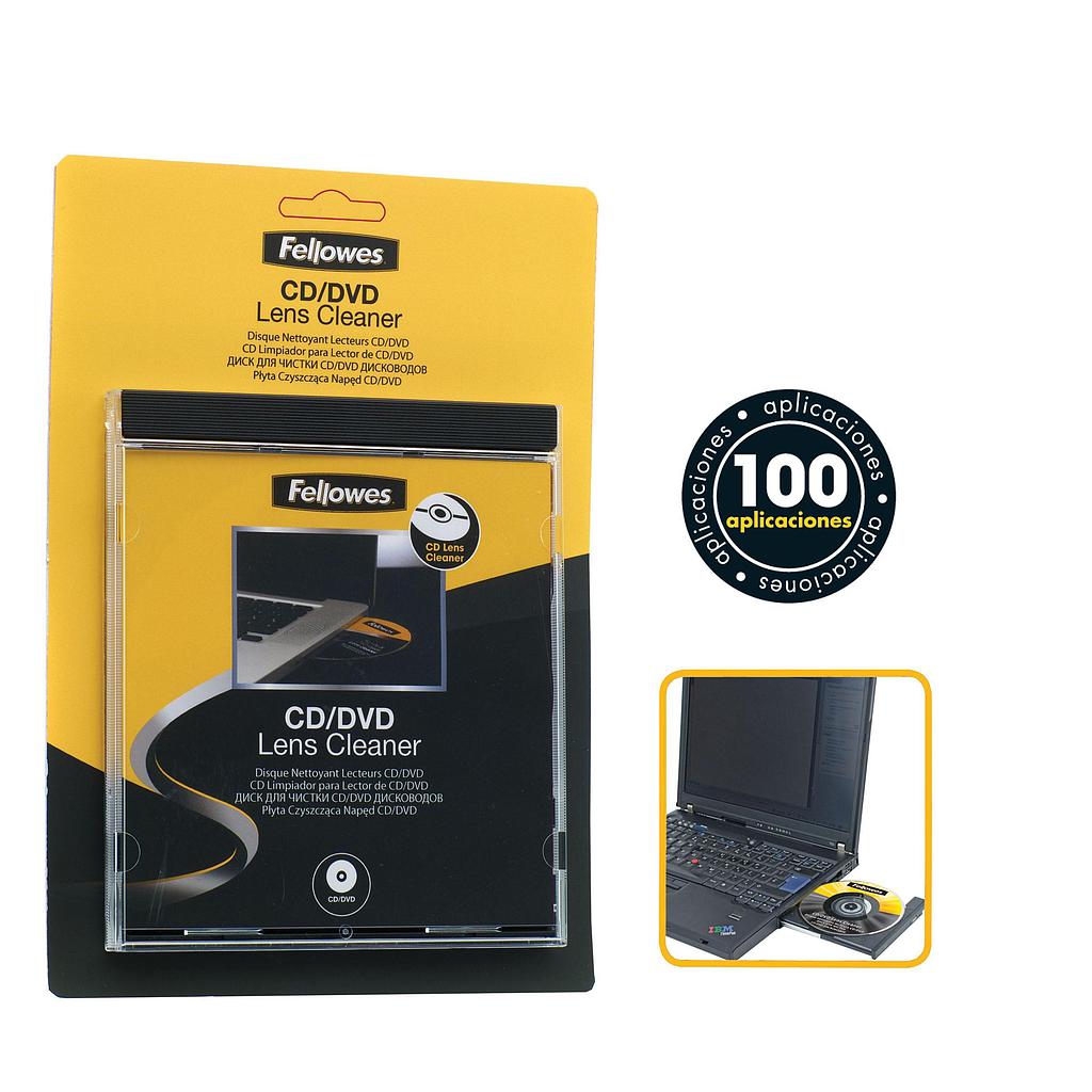 Kit de limpieza  Fellowes, Limpiador para lector de CD y DVD, 100  aplicaciones