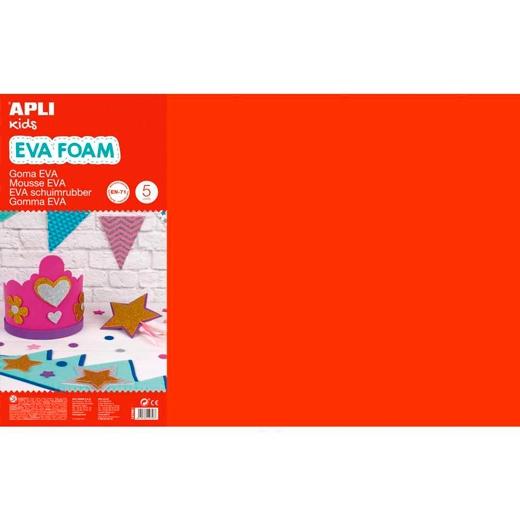 APLI - GOMA EVA HOJA 40x60 cm ROJO PAQUETE de 5 (Ref.12756)