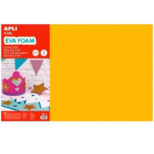 APLI - GOMA EVA HOJA 40x60 cm NARANJA PAQUETE de 5 (Ref.12758)