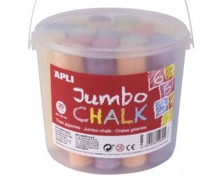 APLI - TIZAS JUMBO BOTE 20 SURTIDAS (6 colores: amarillo, verde, rojo, azul, naranja y violeta) (Ref.14855)