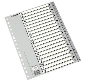 ESSELTE - ABECEDARIO MULTITALADRO POLIPROPILENO A4 GRIS CON CARÁTULA ÍNDICE CARTÓN BLANCO / NEGRO (Ref.47140)