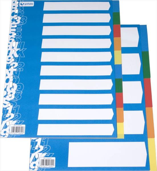 GRAFOPLÁS - SEPARADORES GRAFOPLAS PP OPACO Fº 10 pestañas 16 taladros (Ref.41290000)