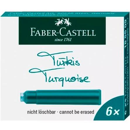 FABER CASTELL - TINTA ESTILOGRAFICA CAJA 6 CARTUCHOS TURQUESA (Ref.185509)