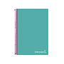 LIDERPAPEL - Cuaderno espiral A4 micro jolly tapa forrada 140h 75 gr cuadro 5mm 5 bandas4 taladros color turquesa (Ref. BA97)