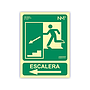 ARCHIVO 2000 - Pictograma salida emergencia escalera baja izquierda pvc verde luminiscente 224x300 mm (Ref. 6170-11H VE)