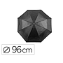 Paraguas plegable negro de poliester 96 cm de diametro apertura manual cierre con velcro y funda individual (Ref. 4673 NEGRO)