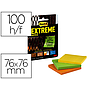 POST-IT - Bloc de notas adhesivas quita y pon extreme 76x76 mm con 45 hojas pack de 3 unidades amarillo naranja y (Ref. 7100182000)