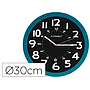 Q-CONNECT - Reloj de pared plastico oficina redondo 30 cm color azul y esfera color negro (Ref. KF11214)