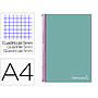 LIDERPAPEL - Cuaderno espiral A4 micro jolly tapa forrada 140h 75 gr cuadro 5mm 5 bandas4 taladros color turquesa (Ref. BA97)