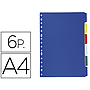 LIDERPAPEL - Separador plastico juego de 6 separadores folio 16 taladros (Ref. SP07)