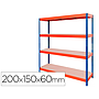 AR STORAGE - Estanteria metalica ar stabil xl 200x150x60 cm 4 estantes 500 kg por estante bandeja de madera sin tornillos color (Ref. ST18401-/15J408G00)